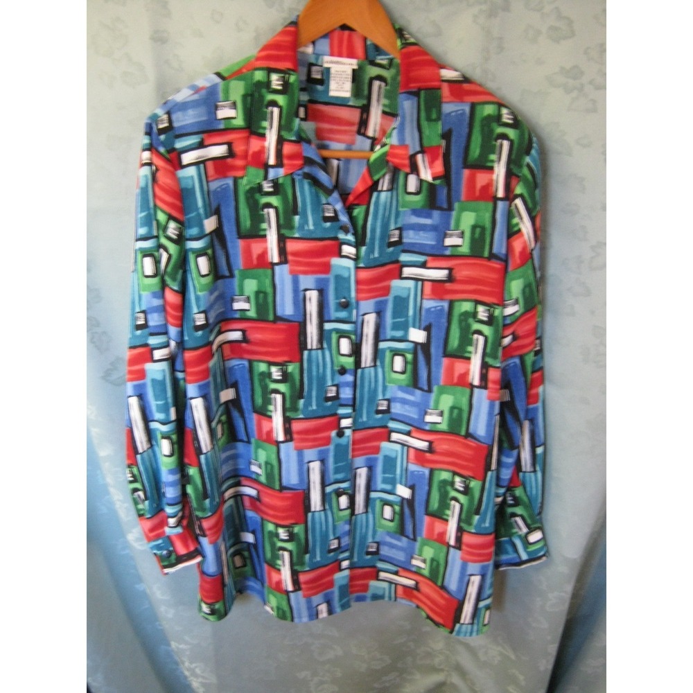 Modern Essentials Shirt Plus Size 18W Top Bold Bright Print